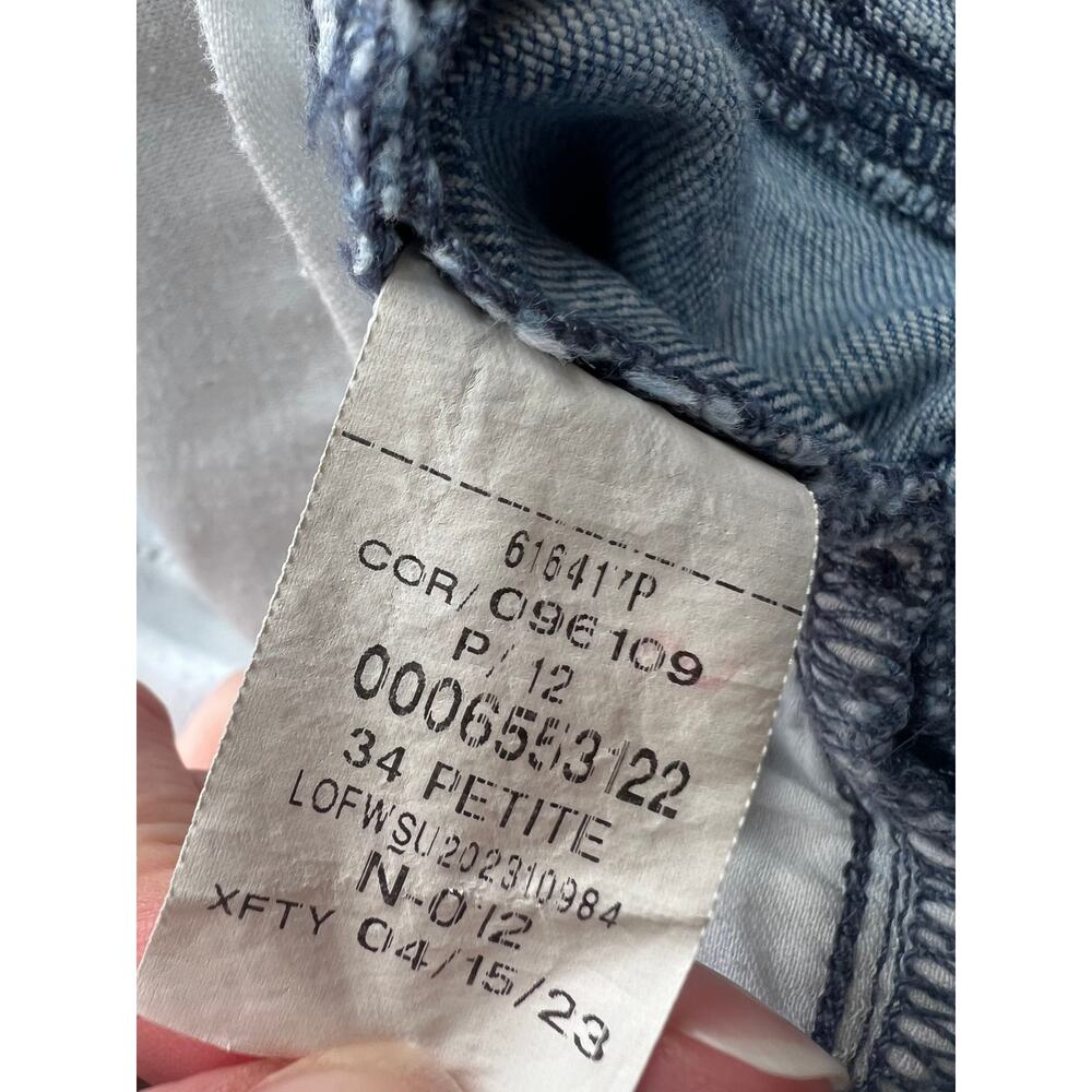 LOFT Petite High Rise Slim Flare Jeans Light Wash Frayed Raw Hem 34/ 18 - Picture 12 of 15
